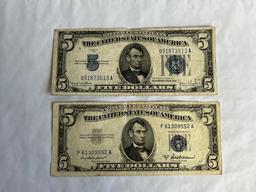 1934 & 1953 $5 Silver Certificates