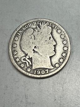1907 D Barber Half Dollar VG