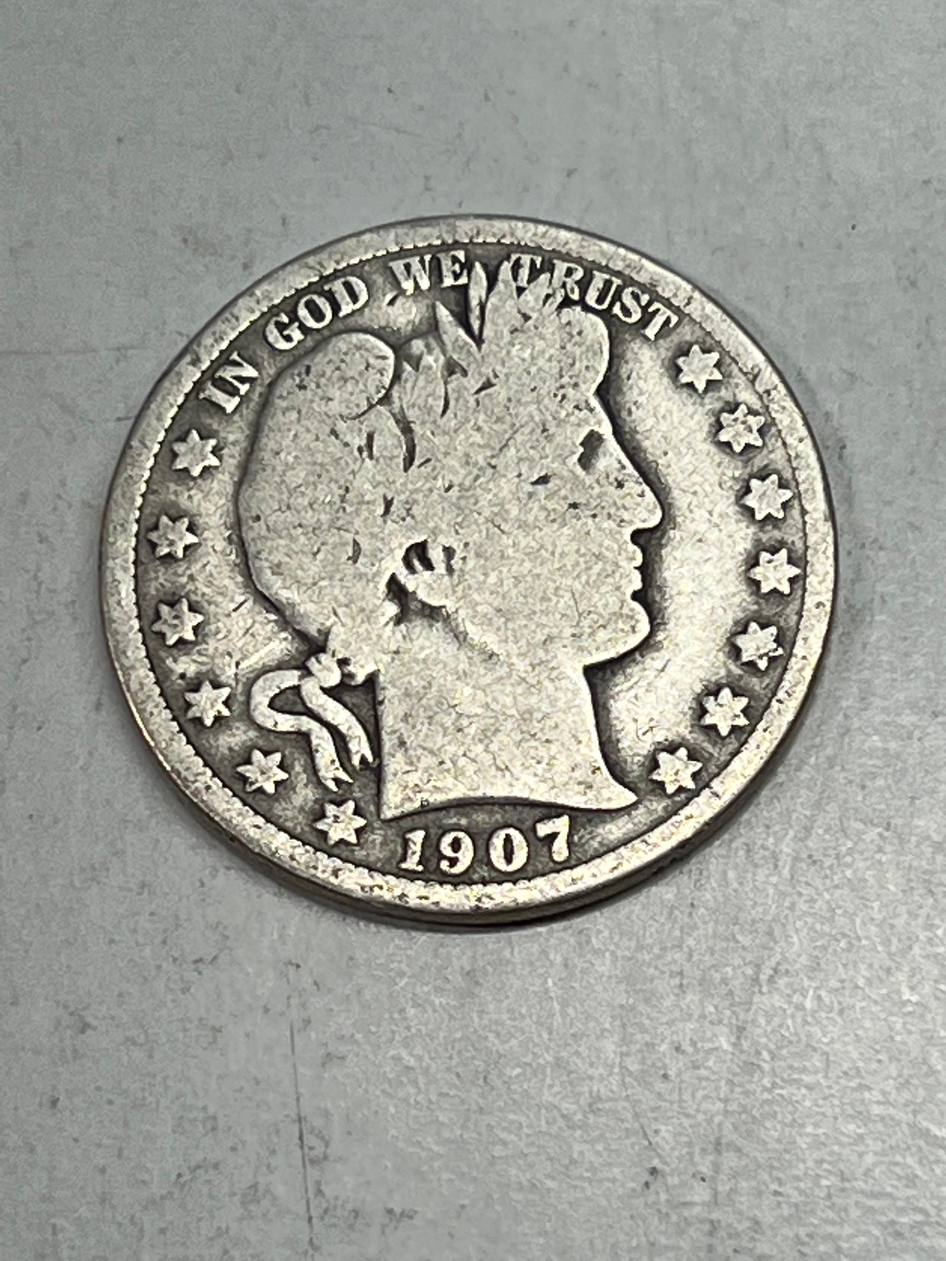 1907 D Barber Half Dollar VG