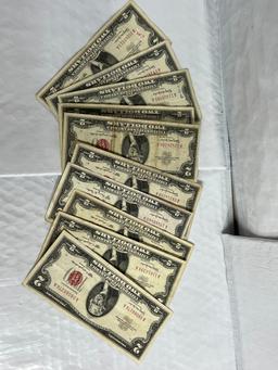 (10) 1963 $2 Red Seal Notes