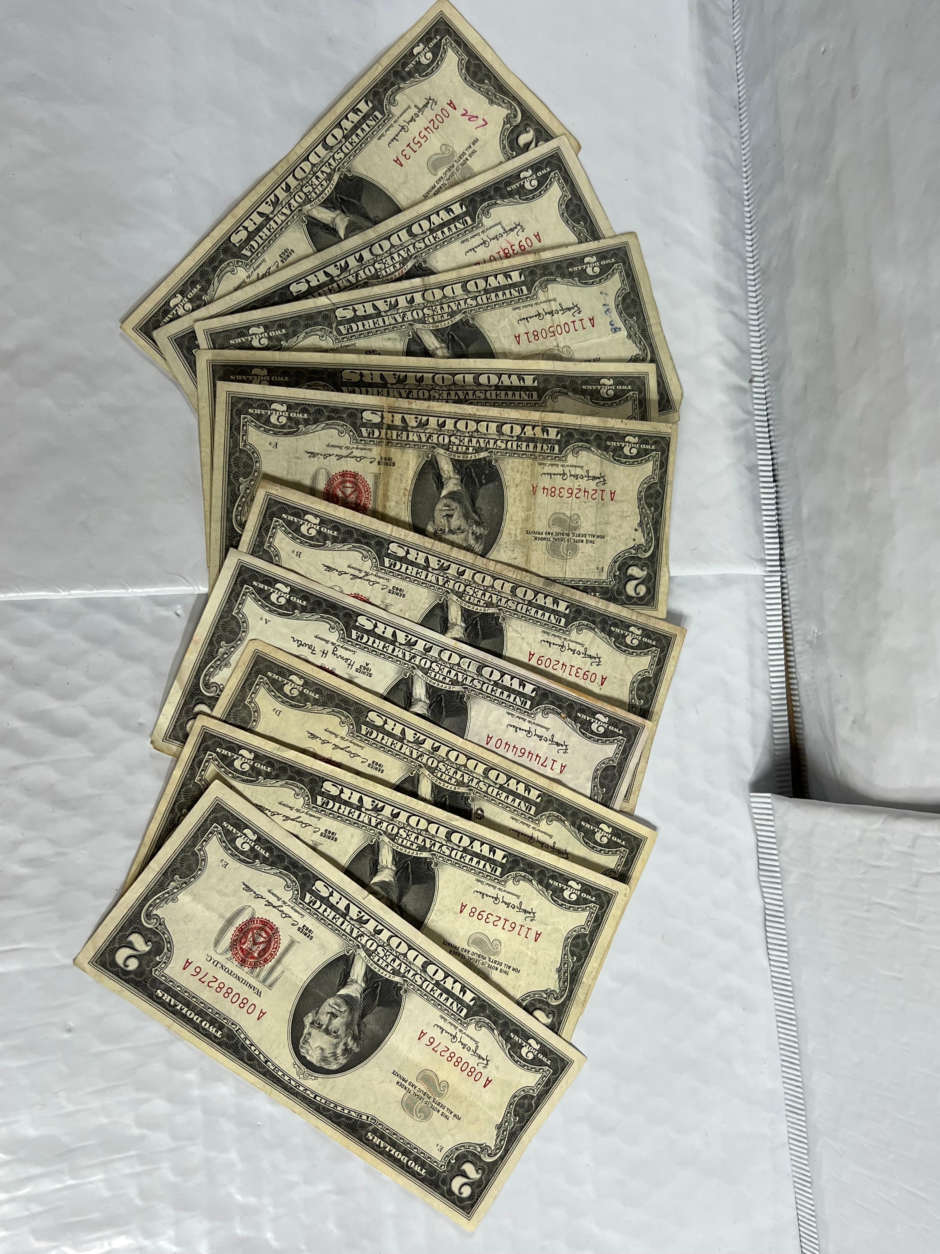 (10) 1963 $2 Red Seal Notes