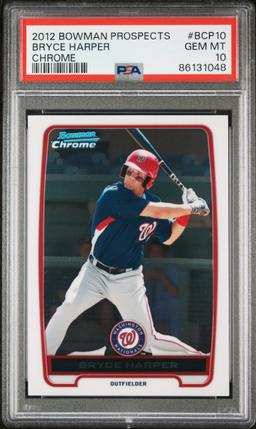 Graded 2012 Topps Bowman Prospects Bryce Harper #BCP10 Chrome Rookie RC Card PSA 10 Gem Mint