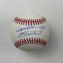 Autographed/Signed Vladimir Vlad Guerrero Jr. & Sr. Rawlings Official Major League Beckett BAS COA