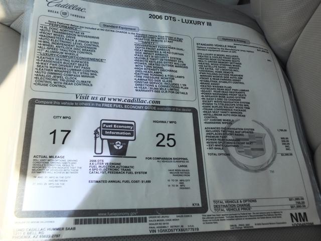 2006 CADILLAC DTS, ODOMETER  READS: 118,950, VIN: 1G6KD57YX6U177519