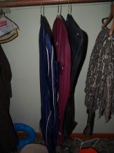 Assorted hanging garment bags