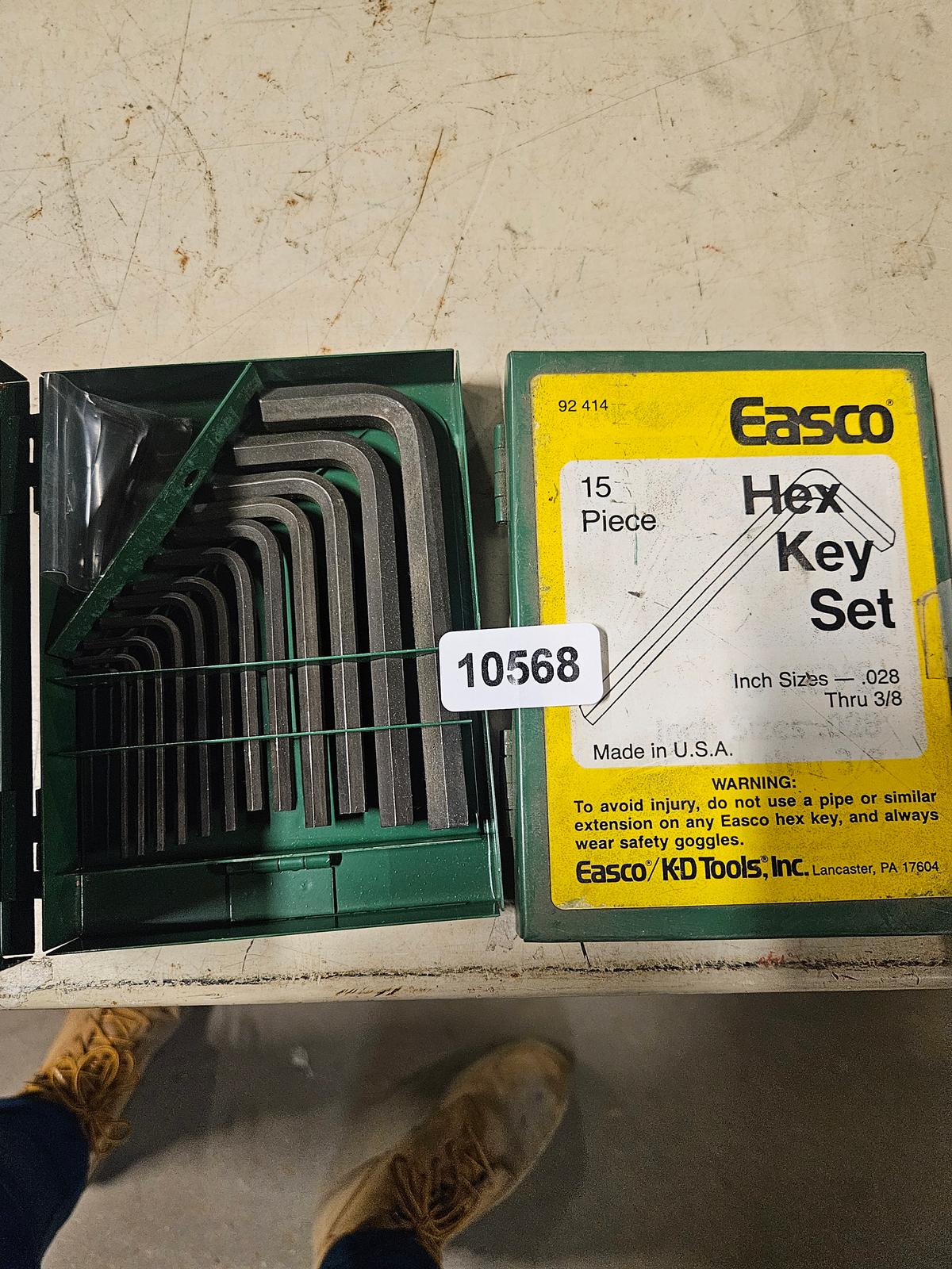 Easco Hex Key Set - 15 Pieces, Inch Sizes .028 thru 3/8 - Made in USA QTY 2