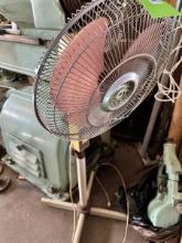 Deluxe Oscillating Stand Fan Brown Blades Classic Design