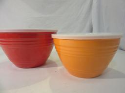 Lot of 2 Large Melamine Bowls w/ Lids