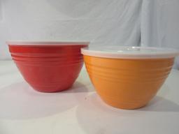 Lot of 2 Large Melamine Bowls w/ Lids