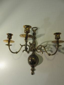 Set of 2 Gold Tone Candle Holder Wall Sconces
