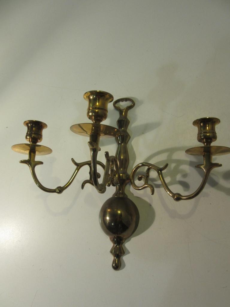 Set of 2 Gold Tone Candle Holder Wall Sconces