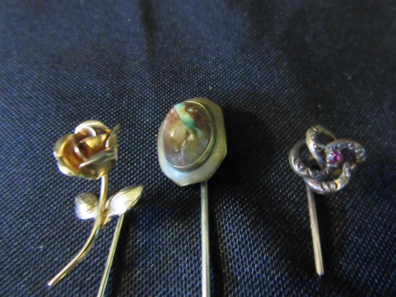 Lot of 3 Vintage Lapel Pin Sticks