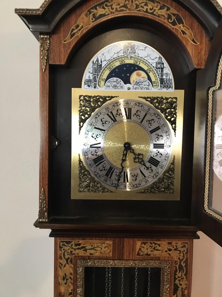 Vintage Italian Marquetry Inlay Grandfather Clock