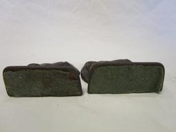 Vintage cast iron elephant bookends - trunk down