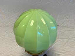 ART DECO HARLEQUIN TABLE LAMP W/ GLASS GLOBE TOP
