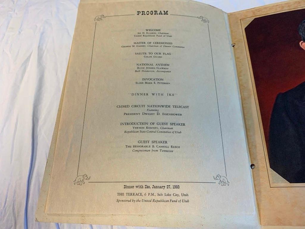 1960 Dinner With Ike Menu 1/27/1960