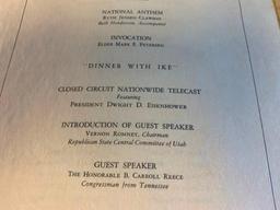 1960 Dinner With Ike Menu 1/27/1960