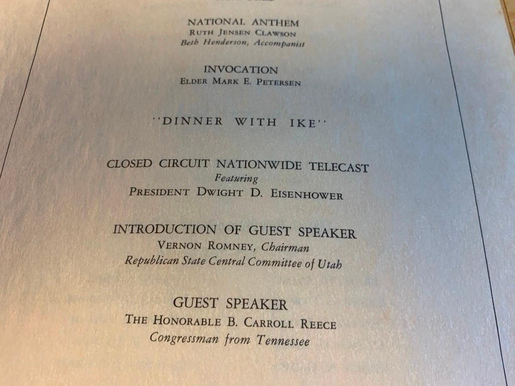 1960 Dinner With Ike Menu 1/27/1960