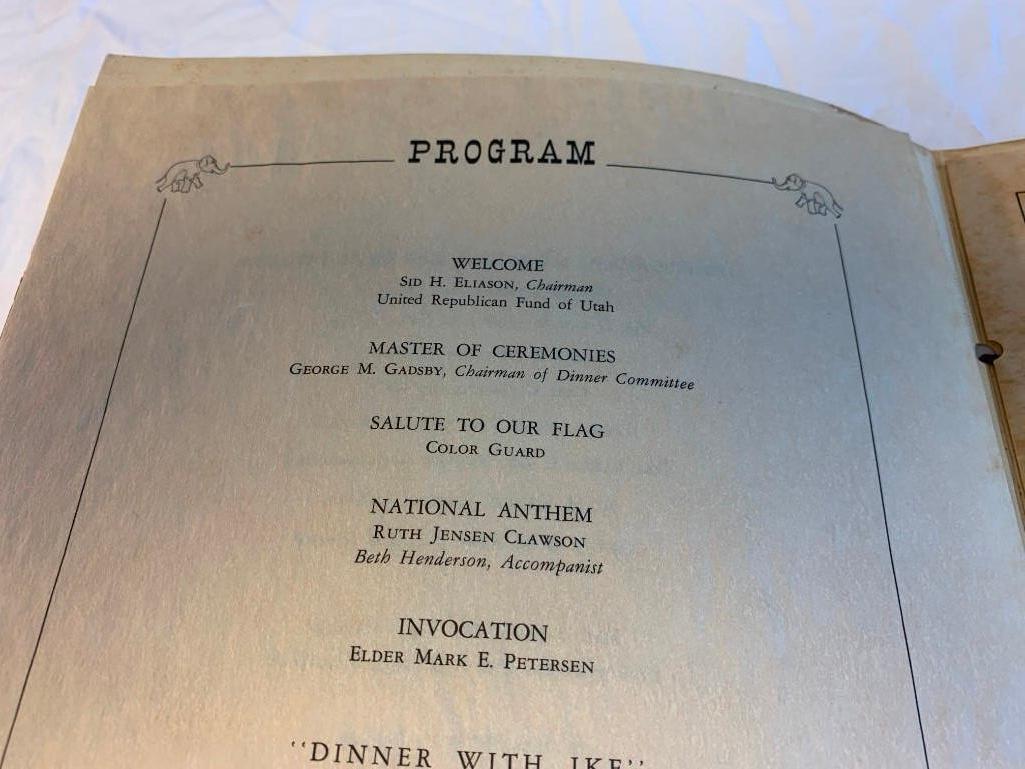 1960 Dinner With Ike Menu 1/27/1960