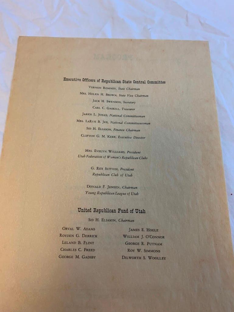 1960 Dinner With Ike Menu 1/27/1960