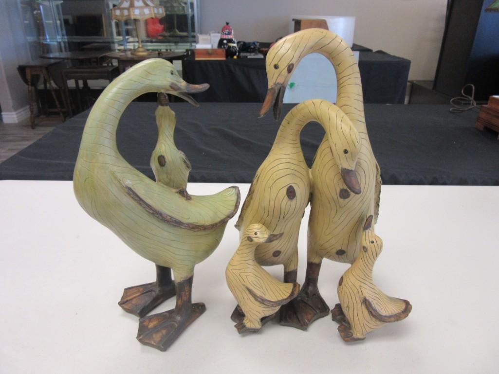 Pair Ducks and Their Babies Figurines