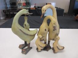 Pair Ducks and Their Babies Figurines