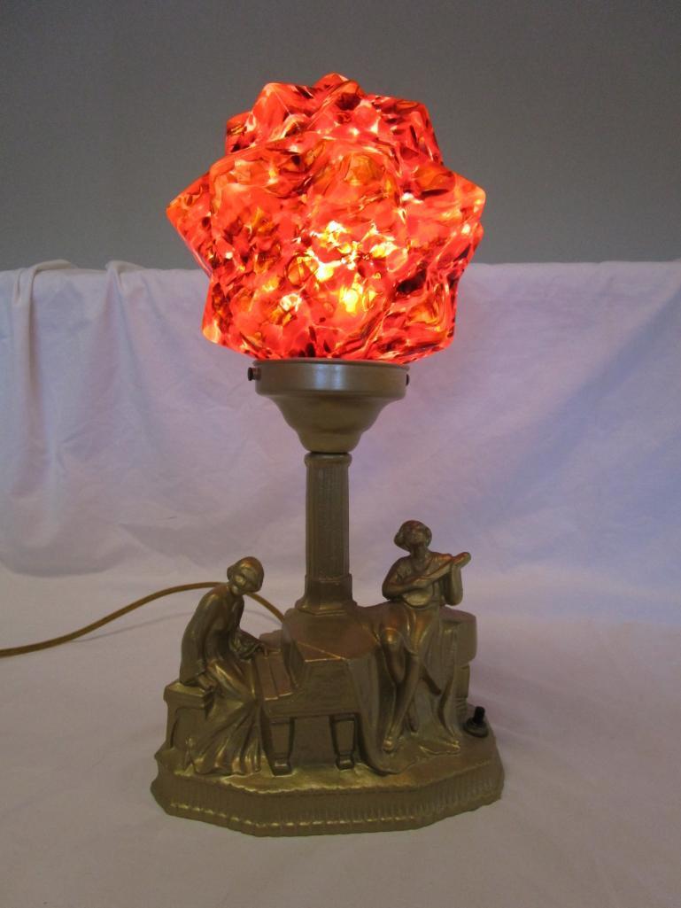 Vintage gold-resin lamp with milleflori globe