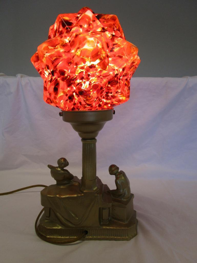 Vintage gold-resin lamp with milleflori globe