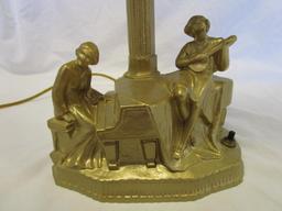 Vintage gold-resin lamp with milleflori globe