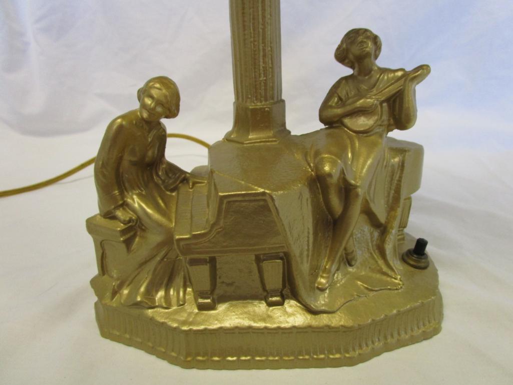 Vintage gold-resin lamp with milleflori globe