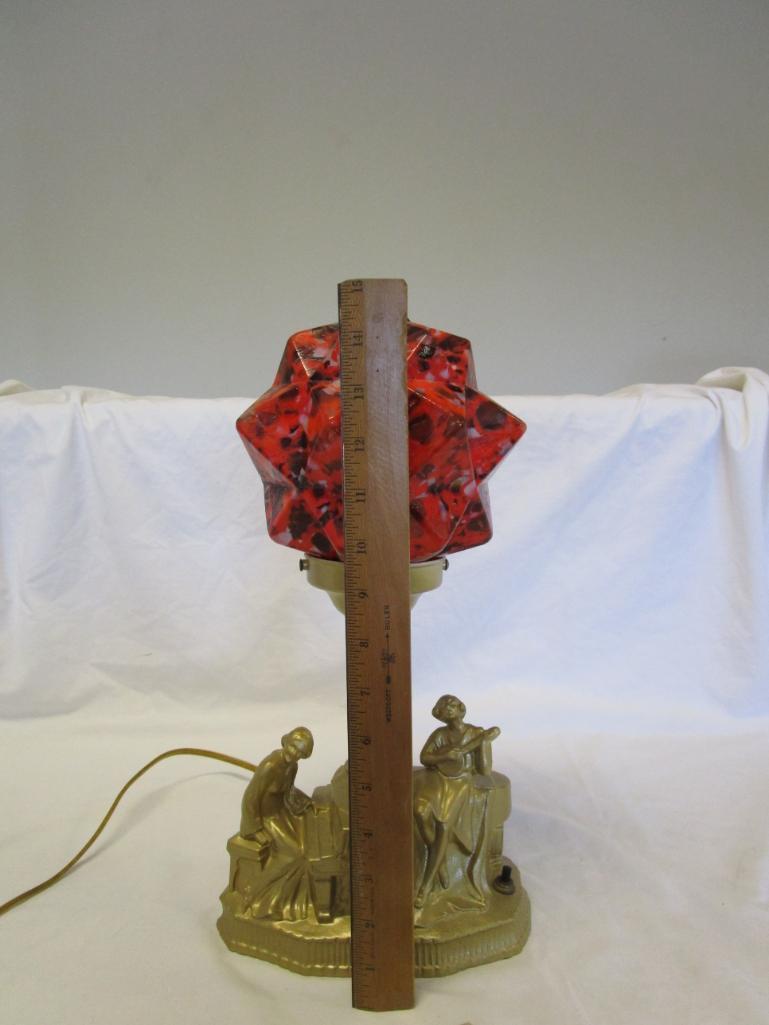 Vintage gold-resin lamp with milleflori globe