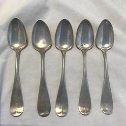 Lot of 5 Identical Genuine Silver Spoons