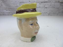 5" Tall Ceramic Pitcher/Planter of Man's Face