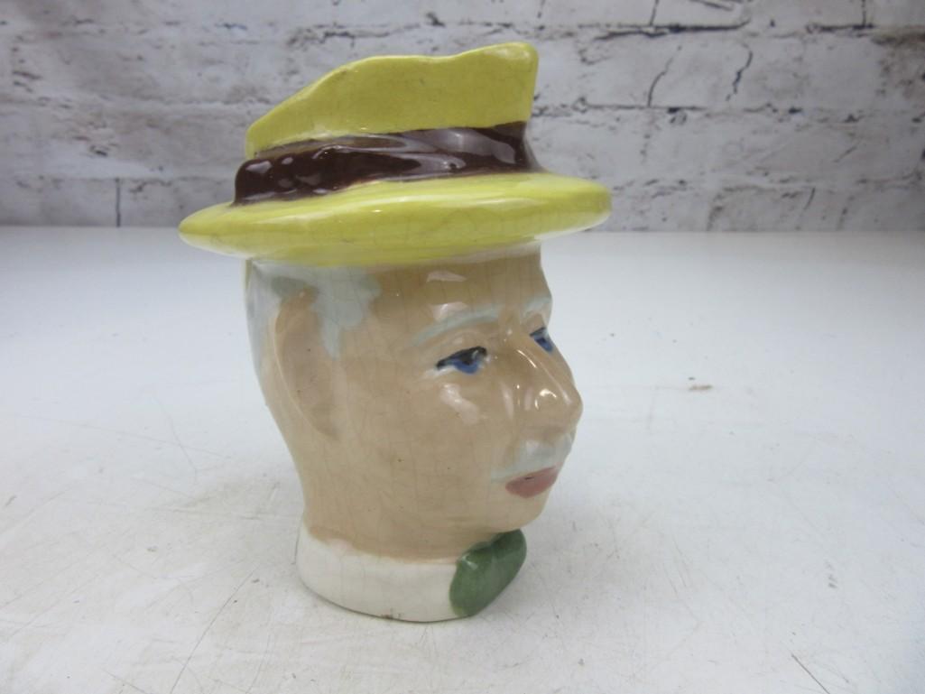 5" Tall Ceramic Pitcher/Planter of Man's Face