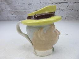 5" Tall Ceramic Pitcher/Planter of Man's Face