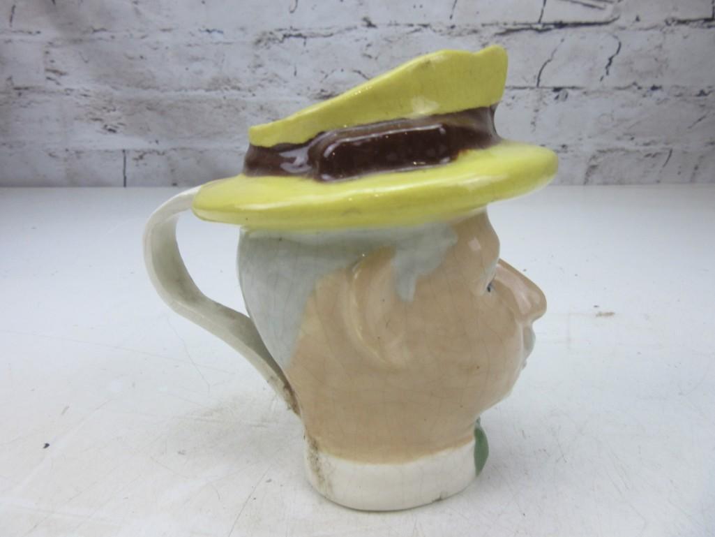 5" Tall Ceramic Pitcher/Planter of Man's Face