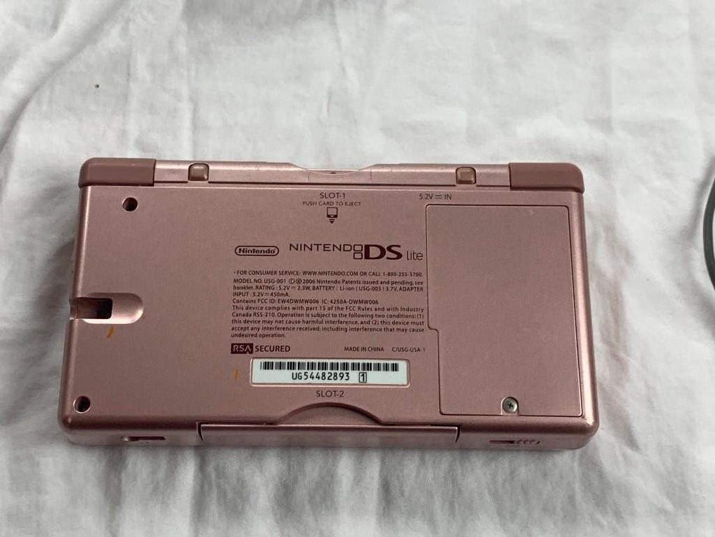Nintendo DS-Lite Coral Pink Game Console Bundle with 14 Games