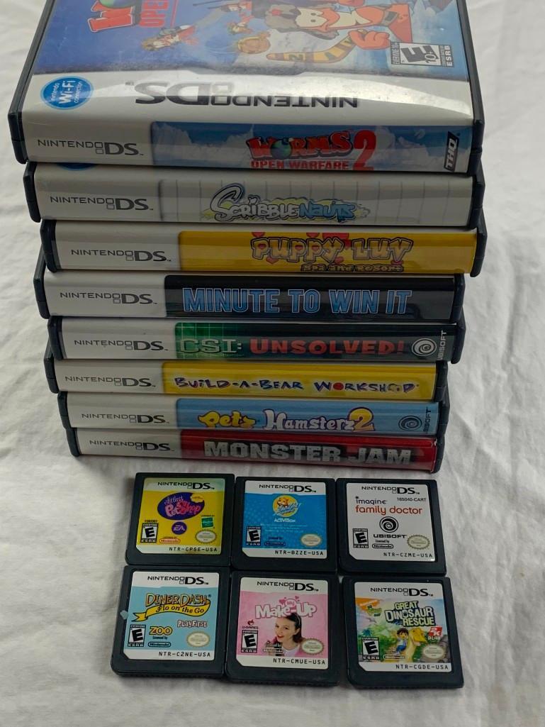 Nintendo DS-Lite Coral Pink Game Console Bundle with 14 Games