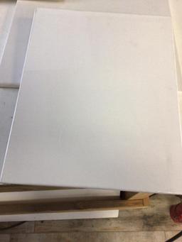 Lot of four various size canvas painting boards & one birch painting 18?x18? panel