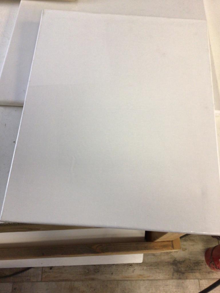 Lot of four various size canvas painting boards & one birch painting 18?x18? panel