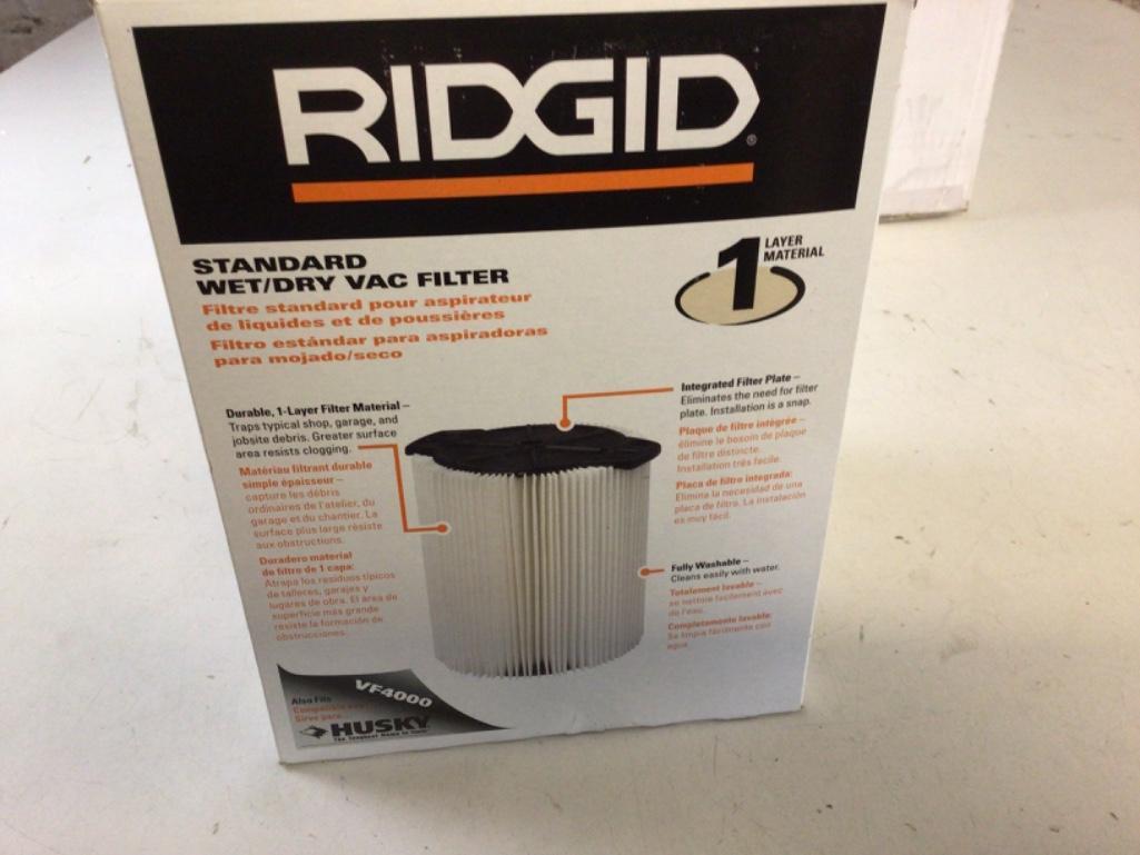 Ridged Standard Wet/Dry Vacuum VF4000 Filter, new in Box, size 9 by 6 3/4 inches