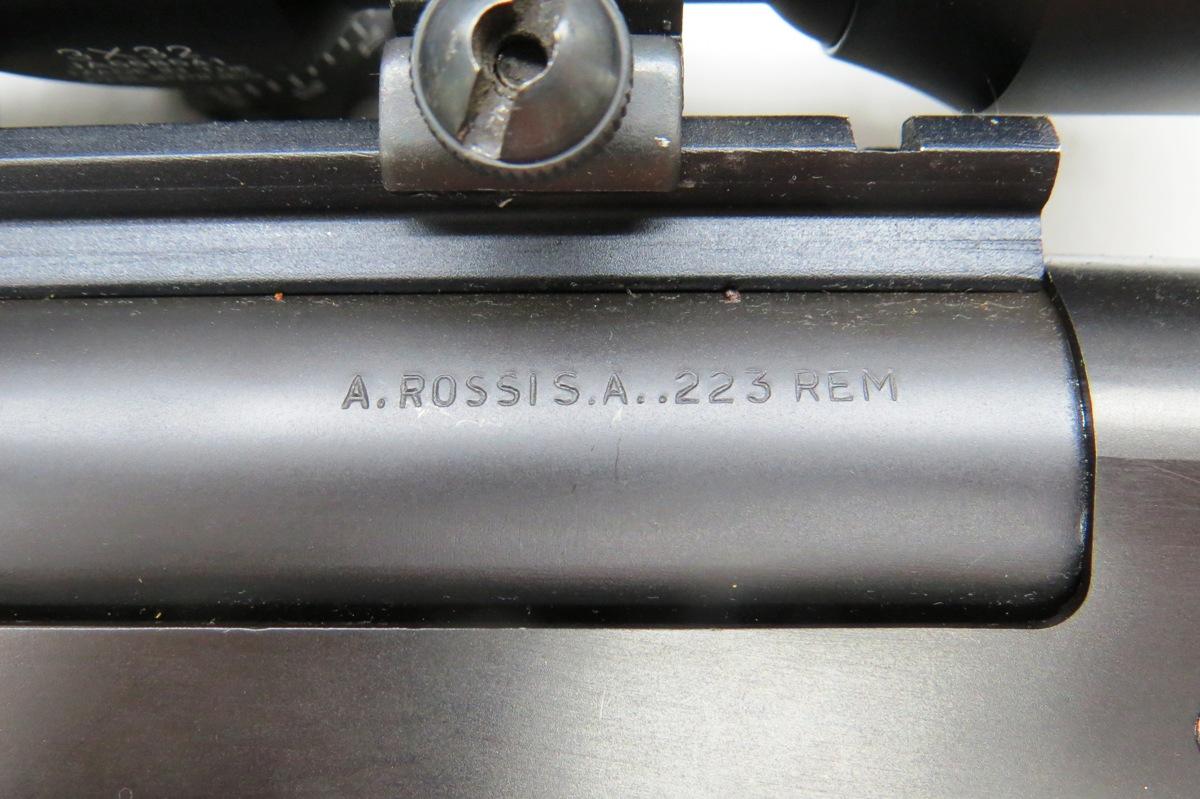 Rossi Model R223HB Single Shot Rifle with Top Break Load, Remington .223 Caliber, SN# A5013733, Wood