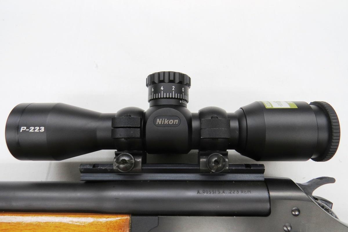 Rossi Model R223HB Single Shot Rifle with Top Break Load, Remington .223 Caliber, SN# A5013733, Wood