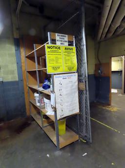Chain Link Security Fence with 7' Sliding Door-18' Long, Metal & Wood Shelf