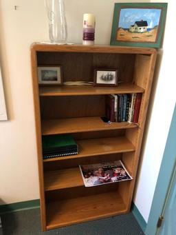 Desk; Book Shelf & Artwork