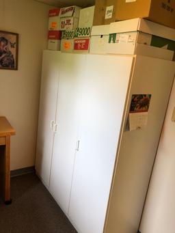 Podium; Work Station & Cabinet with contents