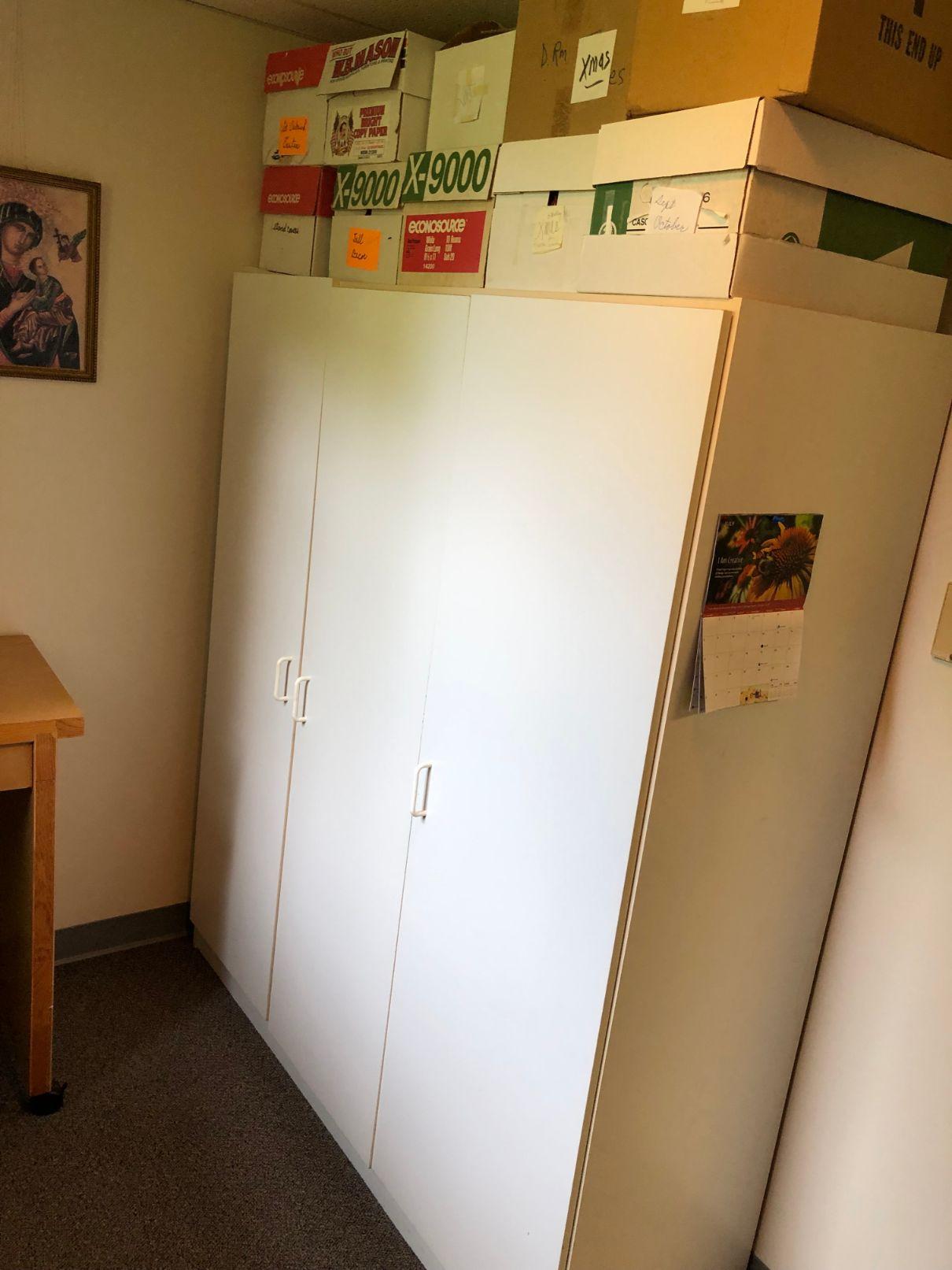 Podium; Work Station & Cabinet with contents