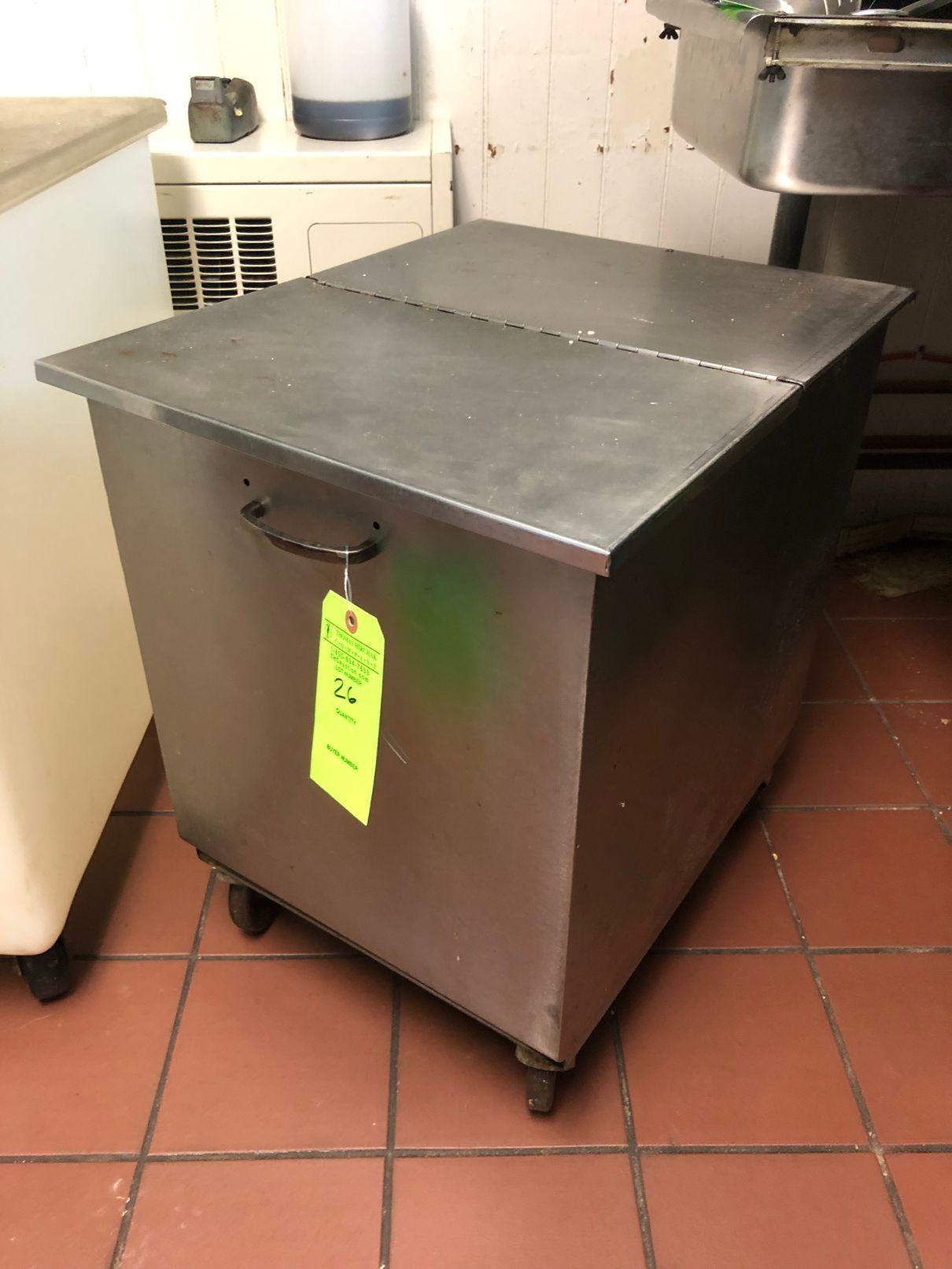 SS 26 Gallon Mobile Flat Top Ingredient Bin