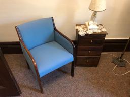 (2) Upholstered Chairs; (2) wing back chairs