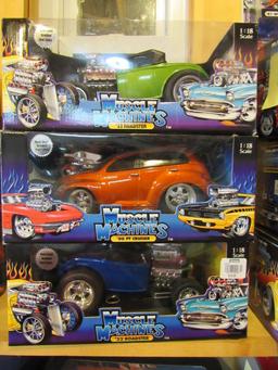 (3) Muscle Machines 1:18 Scale Die Cast Collectible Cars